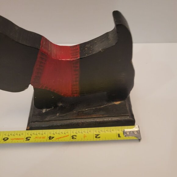 Handcrafted Wooden Scottie Dog Figurine With Red Accents 7.5" - Picture 6 of 8